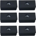 6PCS M8 Threaded Square Tube Plugs Plastic Plugs Casters Black 20x40mm/0.8x1.6in Shelf Hole Plugs Table Plugs Adjustable Chair End Cap Inserts Furniture Foot Plugs