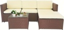 5 Pieces Outdoor Patio Furniture Set, All-Weather Rattan Conversation Set with Cushions, Modern Sectional Sofa for Garden, Backyard, Porch, Balcony (Grey Rattan)
