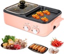 Electric Hot Pot with Grill, 2 In 1 Multifunction Nonstick Griddle and Hot Pot, Indoor Barbecue Grill with Hotpot for Steak, Shabu Shabu, Korean BBQ, Separate Dual Temperature Control