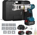 Electric Hydraulic Cable Lug Crimping Tool 9 Ton Hydraulic Electrical Wire Terminal Cable Lugs Crimper Rechargeable Crimping Tool Kits with 11 Dies, 8 AWG to 500 MCM