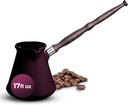 Classic Ibrik/Cezve Turkish Coffee Pot - Ceramic Antique Coffee Maker for Traditional Arabic, Turkish and Greek Coffee - 17 Fl Oz - Purple