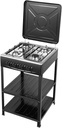 4 Burners Natural Gas Stove, Commercial Kitchen Stove With Cover, Cooking Gas Stove Set High Cooking Efficiency For Stir-Fry, Noodles, Soup. (Black)