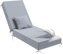 72" Lx21 W x5 T Thickened Outdoor Water-Resistant Olefin Chaise Lounge Cushions with Pillow, Weather and Fade Resistant Patio Furniture Lounge Chair Cushion Ideal for Lawn, Garden, Light Gray