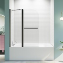 Frameless Folding Sliding Glass Bathtub Shower DoorsTempered Glass, Matte Black 43-48 in. W x 58 in. H for Bathtub Walk in Shower, Bathroom Enclosure Easy Install