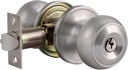 Knobonly 1 Pack Brushed Nickel Finish Entrance Door Knob with Key Exterior Entry Door Sets Flat Ball Satin Nickel Door Handleset