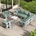 10-Piece Aluminum Furniture Set , All-Weather Outdoor Conversation Sofa Set