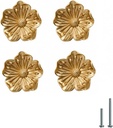4 Pack Gold Knobs for Cabinet and Drawer,Solid Brass Kitchen Hardware,Flower Dsigned Knobs and Pulls