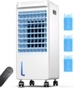 Windowless Portable Air Conditioners, Swamp Cooler with 2 Gal Dual Water Tank, 4 Modes & 3 Speeds, 80°Oscillation, Smart Timer, Evaporative Air Cooler with Remote for Room, Office, Home