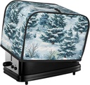 Snowy Christmas Tree Toaster Cover 2 Slice Washable Bread Maker Cover Decorative Kitchen Small Appliance Covers Dust Protection Stain Resistant Bread Machine Protector with Top Handle