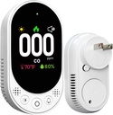 Carbon Monoxide Detector Plug in, Carbon Monoxide Detector Plug in Wall with Temp Humidity, Alarm Function with Clear LCD Display CO Detector for Home Kitchen RV Travel, 1 Pack