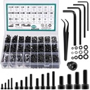 2024 Pcs Metric Screw Assortment, Bolts and Nuts Assortment Metric Machine Screw Assortment M2 M3 M4 M5, 12.9 Alloy Steel Black Zinc Plated Hex Socket Head Screws Nuts Bolts and Washers Set
