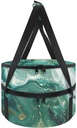 Insulated Casserole Carrier Marble Print Double Food Carriers Reusable Round Pie Cake Cheesecake Insulated Carrier Bag Thermal Potluck Carrying Case for Cold and Hot Food