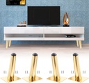 Bivethoi 4PCS Oblique Furniture Legs 4 Inch Sofa Legs, Mid-Century Couch Legs Tapered Chair Legs, Metal Ottoman Legs Heavy Duty Dresser Legs, Conical Table Legs Cabinet Feet for Cupboard Bench (Gold)