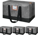 4 Pack Moving Bags Heavy Duty, 115lb Capacity Storage Bags for Clothes, Large Packing Tote with Strong Handles, Internal Compression Straps, Alternative to Moving Boxes -103L,Grey and Black