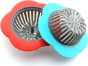2-Pack Plastic Sink Strainer Kitchen Bathroom Tools Flower Shaped Anti Blocking Sink Drains Cover Filter 11.5x3.9cm (Blue + Red)
