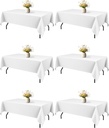 White Fabric Rectangle Table Cloth - 6 Pack, 60" × 84" Washable Tablecloth for 5FT Tables, Wrinkle-Resistant & Heat-Proof Table Cover for Weddings, Dinners & Parties
