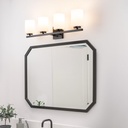 mirrea 28in 4-Light Modern Bathroom Vanity Light with Etched White Glass Shades Black Painted Bathroom Light Fixture