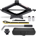 Scissor Car Jack 3 Ton (6610 lbs) Tire Changing Kit with Lug Wrench - Emergency Kit for Car, SUV, MPV