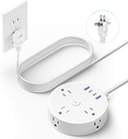 10FT 2 Prong Power Strip, Yozisital 2 Prong to 3 Prong Outlet Adapter, Flat Extension Cord, Surge Protector with Rotating Plug, 6 Outlets 4 USB(2 USB C), Wall Mount, Ideal for Non-Grounded Outlets