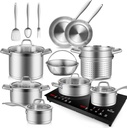Duxtop 1800W Portable Induction Cooktop 2 Burner 8620BI and Duxtop Professional 17PC Induction Cookware Set
