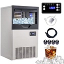Commercial Ice Maker Machine 100lbs/Day, Stainless Steel Under Counter ice Machine, Ice Ready in 5-15 min, 30lbs Ice Storage Capacity, 6 Levels of Ice Thickness Adjustment
