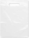 Purple Q Crafts Plastic Bag With Die Cut Handle 9" x 12" White Merchandise Bags 100 Pack for Retail, Gifts and Shows