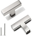 Bar Cabinet Pulls - 2 Pack Square Brushed Nickel Drawer Knobs, Stainless Steel Single Hole Cupboard Hardware