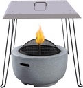 Fire Pit Heat Deflector, 24 * 24 * 24in Stainless Steel Heat Deflector for fire Pit, Fire Pit Burner Cover to Push Heat Down and Out, with Carrying Handle and Foldable Legs