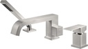 Deck Mount Tub Faucet With Sprayer Brushed Nickel Bathtub Filler with Diverter Handheld Shower High Flow Rate 11.9Gal Waterfall Roman Faucets 3 Holes