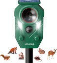 Solar Ultrasonic Animal Repellent Outdoor, Deer Repellent for Yard with RIP Sensor, IP65 Waterproof Squirrels Repeller, Effective Deterrent Cat, Raccoons, Skunks, Rabbits