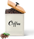 Airtight Coffee Canister-Coffee Container, Airtight 40 oz Large Iron Beige Storage Container for Coffee Grounds, Beans, Pods & More,Coffee Bar Accessories & Gifts