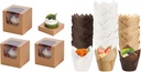 Bundle of 25 Pcs Brown Cupcake Boxes and 200PCS Tulip Cupcake Liners