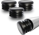 Prescott Plastics 1" (25.4mm) Outer Diameter Ribbed Plastic Hole Plugs, Round Black Metal Tubing End Caps, StrongFurniture Leg Inserts, Impact & Weather Resistant, Made in The USA - 4 Pack