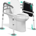 TABEKE Toilet Safety Rails for Seniors, Adjustable Height & Width Toilet Safety Frames with Handles, Foldable Toilet Rails for Disabled Elderly Fit Most Toilets (w. Suction Cups)