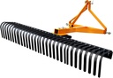 Landscape Rock Rake, 3 Point-Attach 5 FT Tow-Behind Tractor Rotatable Rake Fits Category 1 Hookup, Tow-Behind Garden Tool, Landscaper, and Grass Comb