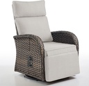 Belord Dual-Adjust Outdoor Swivel Recliner Chair – All-Weather Reclining Patio Chair with Adjustable Backrest and Footrest, Wicker Chaise Lounge Chair Outdoor for Pool Deck Brown (Upgraded 2.0)