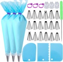 Piping Bags and Tips Set, Cakes Decorating Kit Supplies with 3 Reusable Pastry Bags, 18 Frosting Tips, 3 Couplers, 3 Bag Ties, 3 Cake Scraper, 1 Cake Decorating Tools for Cookie Icing