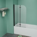 Folding Tub Shower Door 34" W x 58" H, Frameless Bathtub Shower Doors with 1/4" (6mm) Tempered Glass, Half Shower Glass Door for Tub, Matte Black