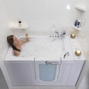 Ella Monaco 32"x52" Acrylic Air and Hydro Massage Walk-In Bathtub with Right Outward Swing Door, 2 Piece Fast Fill Faucet, 2" Dual Drain