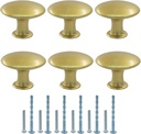 Litoexpe 6 Pcs Cabinet Knobs, Round Drawer Cupboard Kitchen Knobs with Screws, Dresser Drawer Pulls Handles for Bathroom Door Hardware, Gold