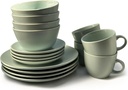 16-Piece Khakee Ceramic Dinner Set – Stoneware Plates, Bowls & Mugs – Modern Solid Colour Tableware for 4 – Microwave & Dishwasher Safe – Khakee Beige