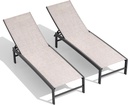 Crestlive Products Chaise Lounge Chair Outdoor Set of 2, Adjustable 5 Positions Pool Tanning Recliner, Outdoor Lounge Furniture Perfect for Patio, Beach, Yard, Pool