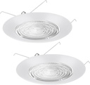 2 Pcs 6 Inch Shower Trim for Recessed Light Cover White Bathroom Light Cover Replacement with Fresnel Glass Lens Waterproof for Wet Locations Ceiling