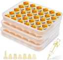3 Pack 90 Count Deviled Egg Containers with Lid and 8 Pcs Deviled Eggs Injector Piping Tool, Clear Storage Egg Carrier Tray, Fridge Stackable Countertop Portable Egg Platter for Party, Easter, Travel