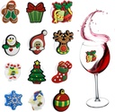 Furimuk 12 Pcs Christmas Wine Charms Glass Drink Markers Reusable Winter Goblet Champagne Cocktails Xmas Marker Decorations