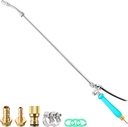 Saillong 1 Set 29 Inch Sprayer Wand, 1/4" and 3/8" Brass Barb Sprayer Wand Replacement, Stainless Steel Garden Tool Built in Shut off Valve with 1/2 Hose Quick Connector and 2 Hose Clamps