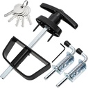 Shed Door Latch Kit, T-Handle Lock with 5 Keys and 2 Spring Loaded Latches, 5-1/2" Stem Shed Door Hardware Lock for Storage Barn, Gates, Rvs, Chicken Coops, Garages, Playhouses