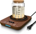 Sourdough Starter Warmer Mat - 24H Timer - Precise 1°F Thermostat Control (70-100°F) - Smart Memory Warming On/Off - Fits Jars Up to 40oz - Perfect for Home Baking (Brown)