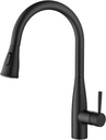 KIBI Bari-T Single Handle Pull Down Kitchen Faucet with High Arc Solid Brass Spout | 360-Degree Swivel, and Dual-Function Sprayer | Modern Pull Down Faucet for Kitchen Sink (Matte Black, KKF2016)