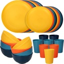 Supernal 32pcs Wheat Straw Dinnerware Sets,Plastic Plates and Bowls Sets for 8 Unbreakable Plates and Bowls Sets Dishwasher Safe Microwave Safe Fun Colors Perfect for Cooking Family Camping Picnics
